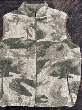 CABELA'S BERBER FLEECE HUNTING VEST MEN'S L REG OUTFITTER CAMO BROWN WINDSHEER